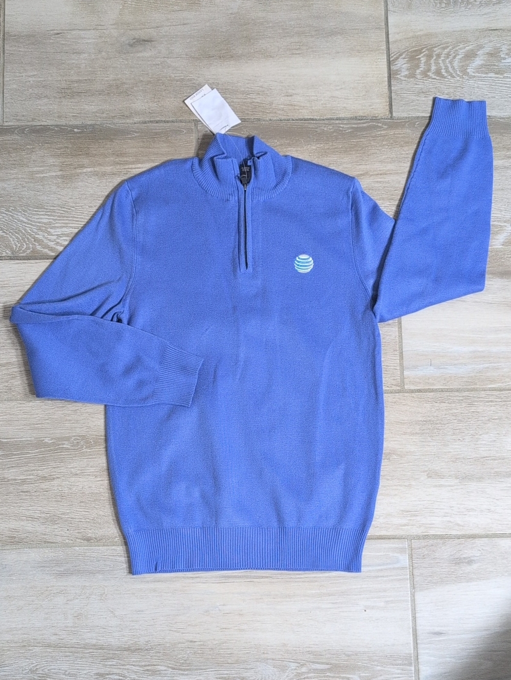 NWT Lands' End Men's Quarter-Zip Sweater AT&T Logo Lands' End 1/4 Zip Sweater